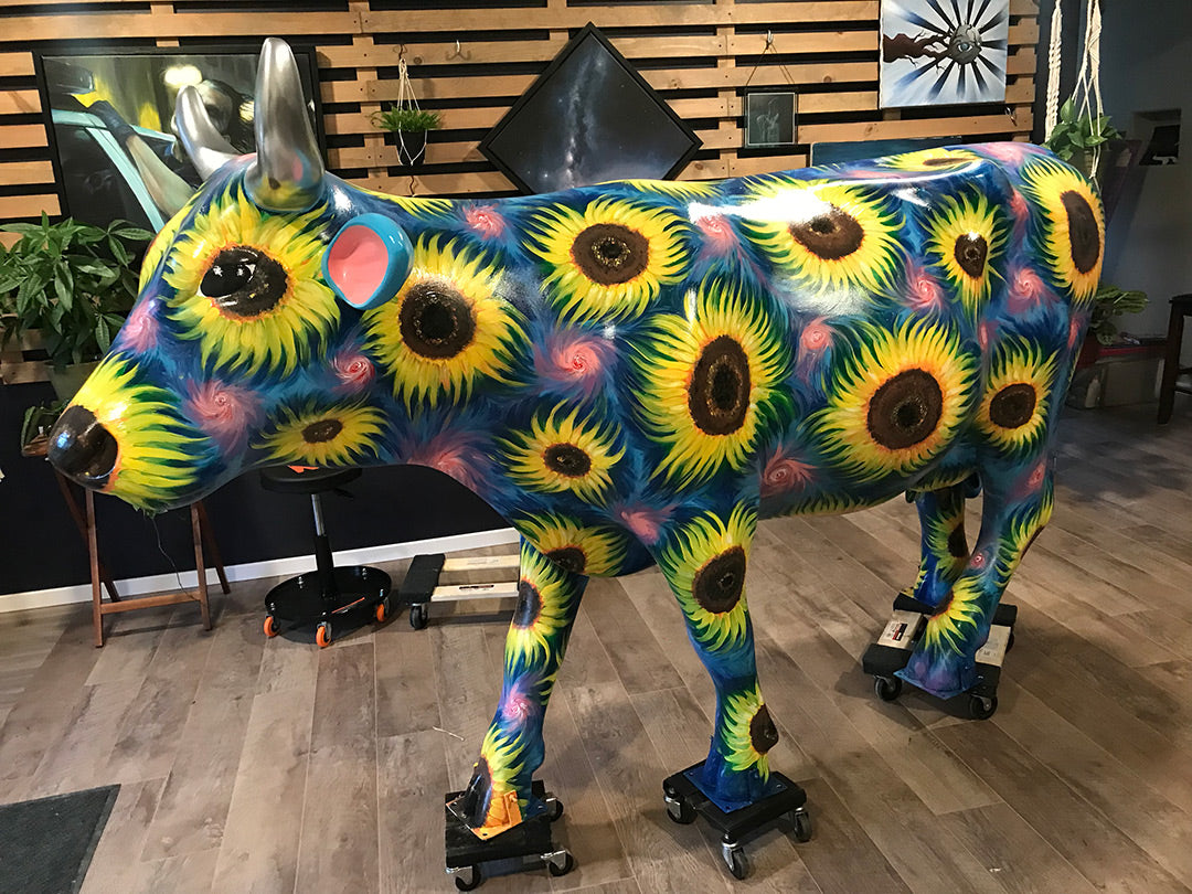 NEVP Cow #4 - Whimsical Sunflowers