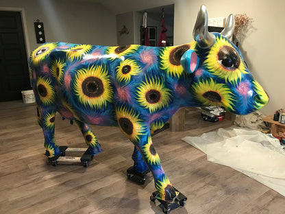 NEVP Cow #4 - Whimsical Sunflowers