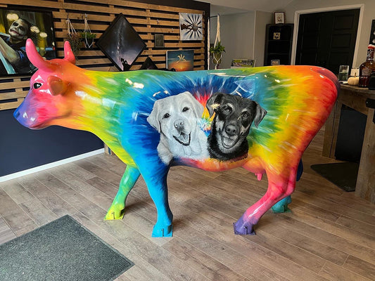 NEVP Cow #7 - Tie Dye + Puppies