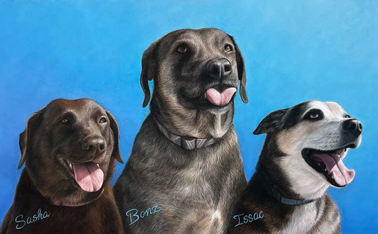 Dog Trio Portrait - 18x11"