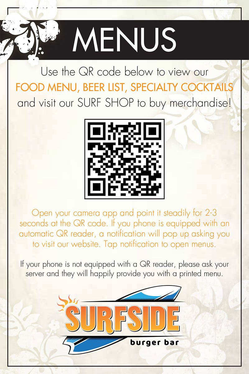 Surfside Burger Bar QR Table Card