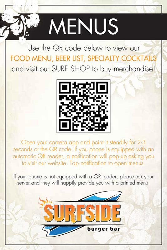 Surfside Burger Bar QR Table Card